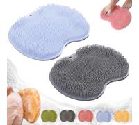 Solespa Hands-Free Silicone Foot Scrubber Mat, Multifunctional Wall Mounted Shower Foot & Back ScrubberMat with Non-Slip Suction Cups, Body Cleaner Eliminate Calluses Dead Skin (2PCS-B)