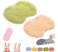 Solespa Hands-Free Silicone Foot Scrubber Mat, Shower Foot and Back Scrubber Massage Pad, with Non-Slip Suction Cups, for Cleaning Exfoliation Massage Your Feet without Bending (Green+Yellow)