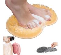 Solespa Hands-Free Silicone Foot Scrubber Mat, Shower Foot & Back Scrubber with Non-Slip Suction Cups, Exfoliating Spa Mat for Feet, Shower Foot Scrubber Mat For Men and Women (Yellow)