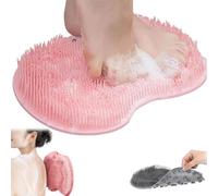 Solespa Hands-Free Silicone Foot Scrubber Mat, Shower Foot & Back Scrubber with Non-Slip Suction Cups, Exfoliating Spa Mat for Feet, Shower Foot Scrubber Mat For Men and Women (Rosa)