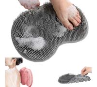 Solespa Hands-Free Silicone Foot Scrubber Mat, Shower Foot & Back Scrubber with Non-Slip Suction Cups, Exfoliating Spa Mat for Feet, Shower Foot Scrubber Mat For Men and Women (Gray)