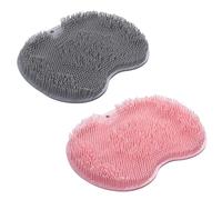 Solespa - Hands-Free Silicone Foot Scrubber Mat, Solespa Foot Scrubber, Multifunctional Non-Slip Exfoliating Shower Pad with Suction Cups and Drain Holes, Easy to Clean(Pink+Grey)