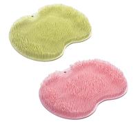 Solespa - Hands-Free Silicone Foot Scrubber Mat, Solespa Foot Scrubber, Multifunctional Non-Slip Exfoliating Shower Pad with Suction Cups and Drain Holes, Easy to Clean(Green+Pink)