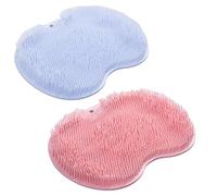 Solespa - Hands-Free Silicone Foot Scrubber Mat, Solespa Foot Scrubber, Multifunctional Non-Slip Exfoliating Shower Pad with Suction Cups and Drain Holes, Easy to Clean(Blue+Pink)