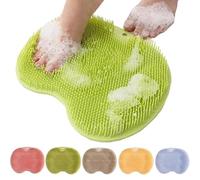 Solespa Tappetino scrubber per piedi in silicone a mani libere, massaggiatore per doccia con ventose antiscivolo, tappetino posteriore, detergente per il corpo, elimina calli e pelle morta (Verde)