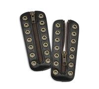 Soletec Inserti in pelle con cerniera per stivali, per tutte le marche, lacci senza lacci, 7 occhielli, 1 paio, isometrici, Isometrico Nero, Bronzo H-eye, Isometric