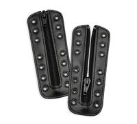 Soletec Inserti in pelle con cerniera per stivali, per tutte le marche, lacci senza lacci, 7 occhielli, 1 paio, isometrici, Nero non isometrico, occhio a C nero, Non-Isometric