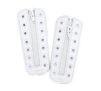 Soletec Inserti in pelle con cerniera per stivali, per tutte le marche, lacci senza lacci, 7 occhielli, 1 paio, isometrici, Bianco, C-eye bianco, Isometric