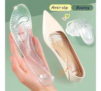 Solette in silicone per scarpe con tacco alto da donna, antiscivolo e autoadesive, morbidi cuscinetti granulari anti-attrito per l'avampiede, lavabili, adatte per tacchi alti, sandali, scarpe, sneaker