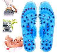 Solette magnetiche digitopressione Massaggio promuovono l'affaticamento circolatorio alleviare Massaggio del Piede Solette per Scarpe Plantar,Lavabile e Tagliabile (Size:L(41-45),Color:Blu)