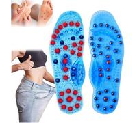 Solette Magnetiche Originali Dimagranti,Plantari Ortopedici con Massaggio Agopuntura,Sollievo per Piedi Doloranti con Digitopressione Magnetica Riflessologia Inserti per (Size:S EU(35-40),Color:Blue)
