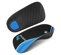 Solette ortopediche a 3/4 con supporto per arco plantare, per piedi piatti, fascite plantare, iperpronazione, scarpe per uomini e donne, corsa, nero e blu (L: uomo 9-11, donna 10-12)