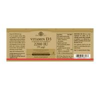 Solgar Vitamina D3 2200 Ui 55 Mcg 100 Unità Brown