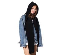 Solid 2 in 1 Sciarpa con Cappuccio in Maglia Set Berretto di Melone Invernale Caldo Spessa Cappello Lavorato A Maglia Sciarpa Set Elastico Cappelli da Atletica Sciarpa Set per Le (Black, One Size)