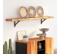 Solid Acacia Wood Floating Wall Shelf, 160 x 20 x 2,5 cm, Live Edge, decorazione rustica, materiale durevole