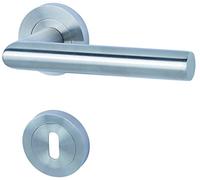 Solid Alpertec 9-R cromo/satinato bicolore in acciaio inox BB per stanza porte pulsante set maniglia porta guarnizioni, 88024900C