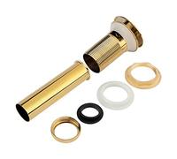 Solid Brass Pop Up Drain Stopper with Overflow Hole | Golden Push Button Sink Stopper | Helps Avoid Kitchen/Bathroom Flooding | Easy Install Drain Plug for Basin & Sink