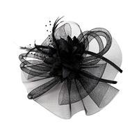 Solid Caps Mesh Donne Cappello e Moda Matrimonio Fascinator N Party Caps Hooray Hat, Nero , Taglia unica