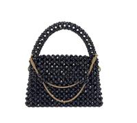 Solid Color Beaded Bag Portable Designer Handbags Purses Messenger Top-Handle Ladies Gift Women Fashion(Black,Golden Chain)