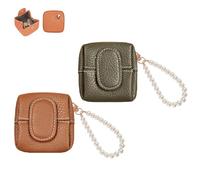 Solid Color Mini Coin Purse, Mini Lychee Pattern Coin Purse, Buckle Key Earphone Storage Bag, Square Snap Change Cash Holder Pocket Wallet (2 Pcs-8)