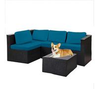 Solid Color Outdoor Sofa Seat Cover - Elastic Cushion Cover, Outdoor Cushion Cover Replacement 1/2/3 Seater Cover for Rattan Sofa, Seats and Furniture (Lake blue,8PCS)