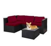 Solid Color Outdoor Sofa Seat Cover - Elastic Cushion Cover, Outdoor Cushion Cover Replacement 1/2/3 Seater Cover for Rattan Sofa, Seats and Furniture (Red,1PCS)