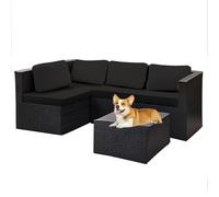 Solid Color Outdoor Sofa Seat Cover - Elastic Cushion Cover, Outdoor Cushion Cover Replacement 1/2/3 Seater Cover for Rattan Sofa, Seats and Furniture (Black,8PCS)