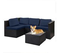 Solid Color Outdoor Sofa Seat Cover - Elastic Cushion Cover, Outdoor Cushion Cover Replacement 1/2/3 Seater Cover for Rattan Sofa, Seats and Furniture (Navy blue,4PCS)