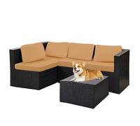 Solid Color Outdoor Sofa Seat Cover - Elastic Cushion Cover, Outdoor Cushion Cover Replacement 1/2/3 Seater Cover for Rattan Sofa, Seats and Furniture (Camel,8PCS)