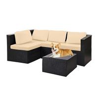 Solid Color Outdoor Sofa Seat Cover - Elastic Cushion Cover, Outdoor Cushion Cover Replacement 1/2/3 Seater Cover for Rattan Sofa, Seats and Furniture (Beige,4PCS)