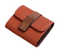 Solid Color PU Leather Women Multi-card Slot Credit Card Holder Business ID Case Wallet with Coin Pocket Driver License(Caramel)