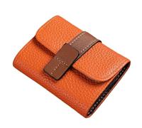 Solid Color PU Leather Women Multi-card Slot Credit Card Holder Business ID Case Wallet with Coin Pocket Driver License(Orange)