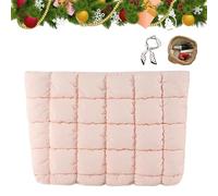 Solid Color Quilted Design Clutch, Quilted Puffer Makeup Bag for Women, Soft Puffy Toiletry Bags for Gym Vacation (Pink)