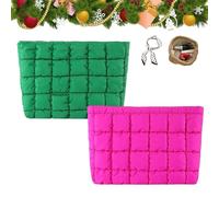 Solid Color Quilted Design Clutch, Quilted Puffer Makeup Bag for Women, Soft Puffy Toiletry Bags for Gym Vacation (Mix-s)