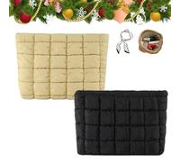 Solid Color Quilted Design Clutch, Quilted Puffer Makeup Bag for Women, Soft Puffy Toiletry Bags for Gym Vacation (Mix-v)