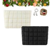 Solid Color Quilted Design Clutch, Quilted Puffer Makeup Bag for Women, Soft Puffy Toiletry Bags for Gym Vacation (Mix-j)