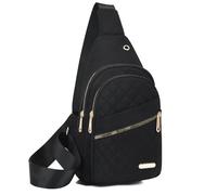 Solid Color Quilted Fanny Pack, Casual Cross Body Bag for Women Men, Chest Bag Daypack (Black)