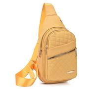 Solid Color Quilted Fanny Pack, Casual Cross Body Bag for Women Men, Chest Bag Daypack (Yellow)
