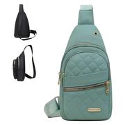 Solid Color Quilted Fanny Pack, Simple Ladies Chest Bag, Women's Fashion Casual Shoulder Crossbody Bags (Green)