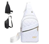 Solid Color Quilted Fanny Pack, Simple Ladies Chest Bag, Women's Fashion Casual Shoulder Crossbody Bags (White)