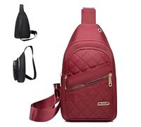 Solid Color Quilted Fanny Pack, Simple Ladies Chest Bag, Women's Fashion Casual Shoulder Crossbody Bags (Red)