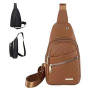 Solid Color Quilted Fanny Pack, Simple Ladies Chest Bag, Women's Fashion Casual Shoulder Crossbody Bags (Brown)