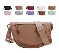 Solid Crescent Crossbody Bag for Women and Men Fashion Nylon Moon Bag,Adjustable Shoulder Strap for Outdoorsports,Yoga (brown)