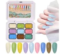 Solid Gel Palette, 3D Embossed Nail Polish, 9 Colors Set, Long-Lasting Finish,Do It Yourself Kit, for Women, Girls, Home Salon, Bridal, Holiday, French Tips, Children