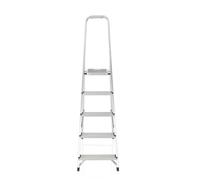 HJH Office 801100 Scaletta Pieghevole Solid III Scaletta in Alluminio con 5 gradini e Barra di Sicurezza, carico Massimo 150 kg, Argento