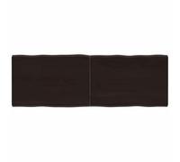 Solid Oak Wood Table Top, Dark Stained Finish, 120 x 40 x (2-4) cm, Live Edge Design for Dining or Desk