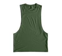 Solid Vacation A-Shirt Canotta Senza Maniche Nozioni di base Muscolare Atletica Canotte Canotte Split Running Magliette Muscolari Casual 2026 Camicie Muscolari Sportive Canotte Spiaggia Estate, Verde