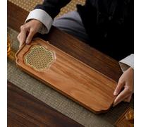 Solid Walnut Tea Tray 42cm Drainage Design(Su Window) | Solid per american walnut, 42cm length, efficient drainage system, keeps area dry, natural wood