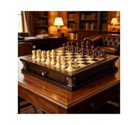 Solid Wood Chess Set, Folding Wooden Storage Box chess | With Individual Piece Slots Hand-Carved Wooden Chess for Leisure Board Game