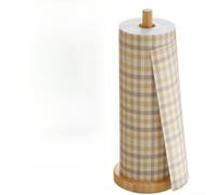 Solid Wood Paper Towel Holder 25cm Stable Base(B) | per premium solid wood, build, natural yellow , 25cm height, fits standard rolls